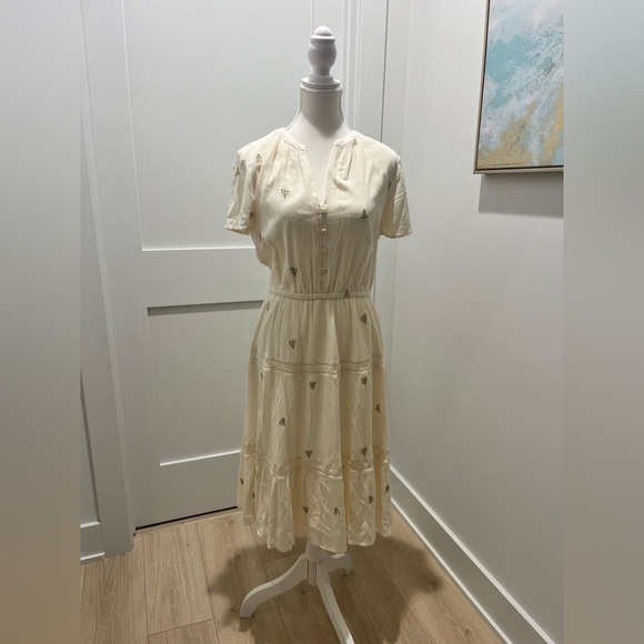 Style & Co Tulip v-neck lace trim tier a-line midi dress embroidered medium NEW - Picture 2 of 10